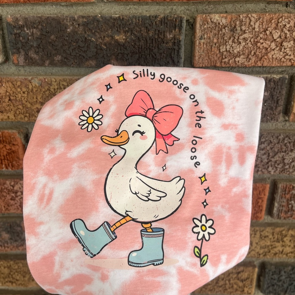 Pink and White Kids Bandana with Goose Design
